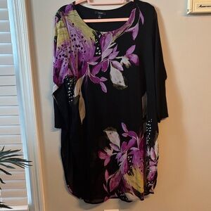 Alfani Black and Purple Floral Tunic